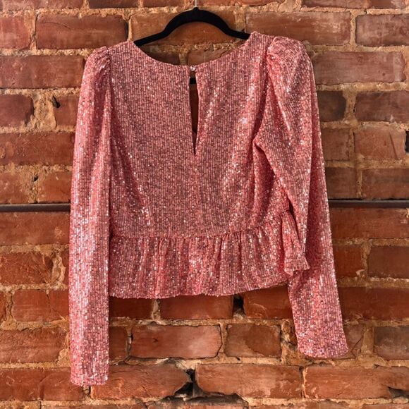 Pink sparkle sequin long sleeve by Sans Souci - Medium - Picture 5 of 6